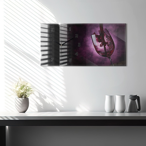 Horizontal wall clock Wine glass