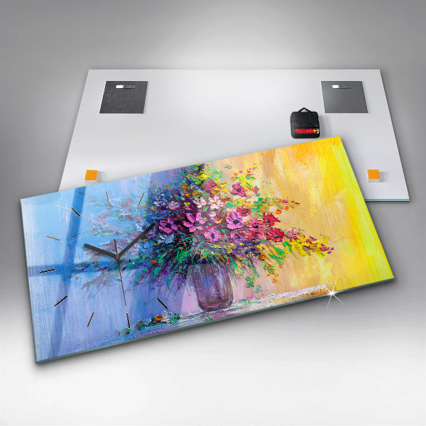 Horizontal wall clock Flowers in a Vase