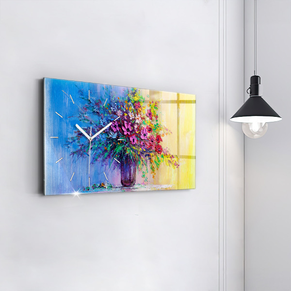 Horizontal wall clock Flowers in a Vase