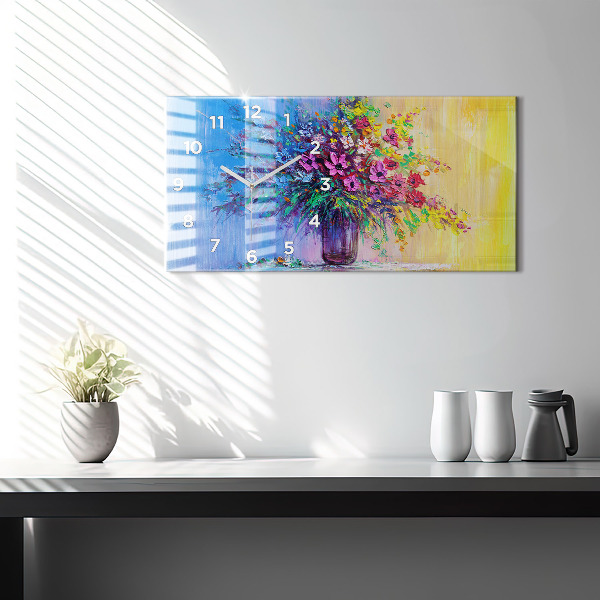 Horizontal wall clock Flowers in a Vase