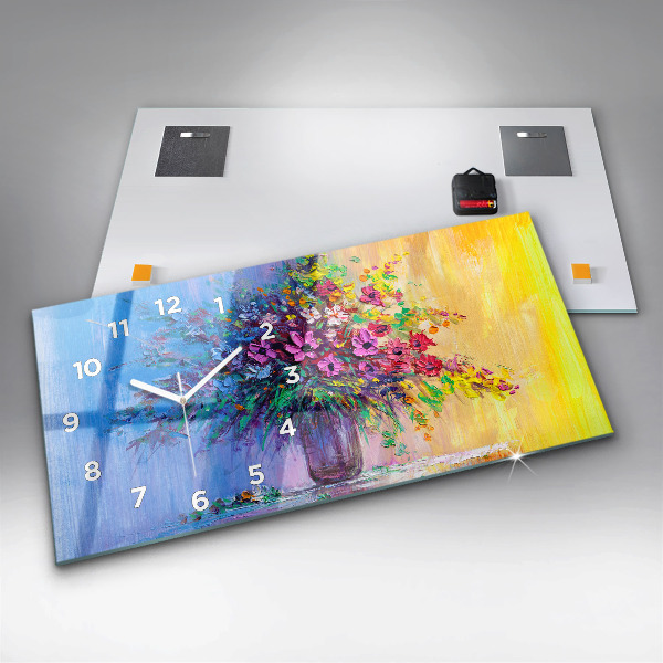 Horizontal wall clock Flowers in a Vase