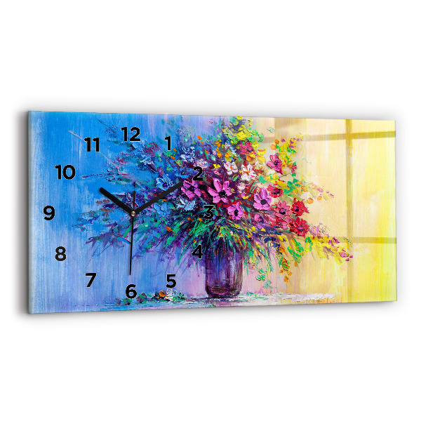 Horizontal wall clock Flowers in a Vase