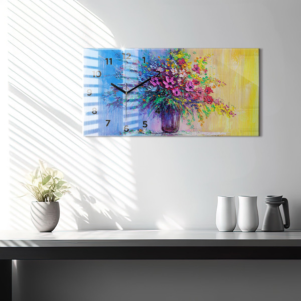 Horizontal wall clock Flowers in a Vase