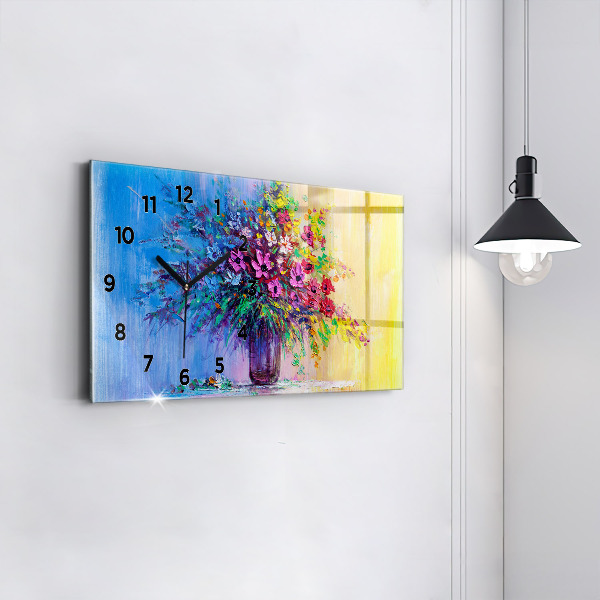 Horizontal wall clock Flowers in a Vase