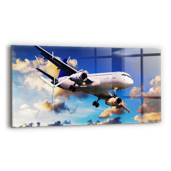 Horizontal wall clock Cloud Plane