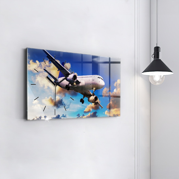 Horizontal wall clock Cloud Plane