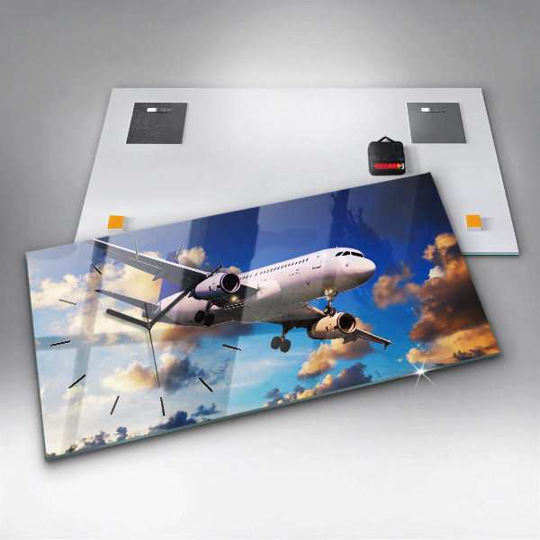 Horizontal wall clock Cloud Plane