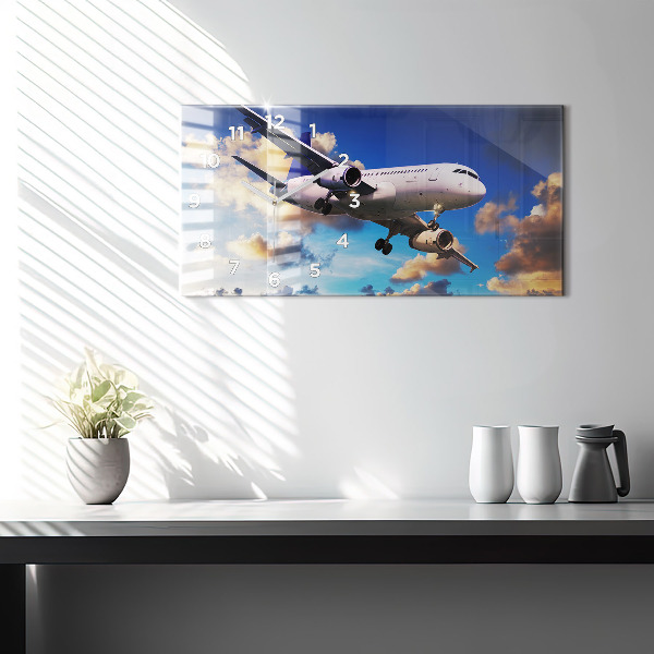 Horizontal wall clock Cloud Plane