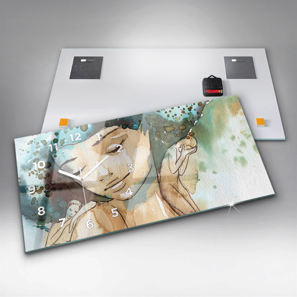 Horizontal wall clock Abstraction Woman