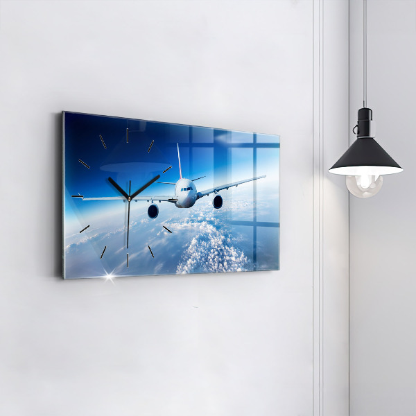 Horizontal wall clock Cloud Plane