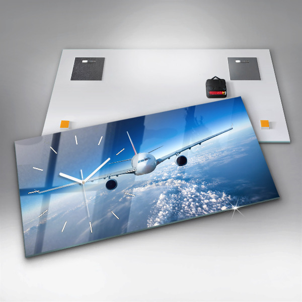 Horizontal wall clock Cloud Plane