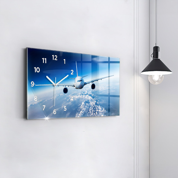 Horizontal wall clock Cloud Plane