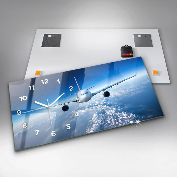 Horizontal wall clock Cloud Plane