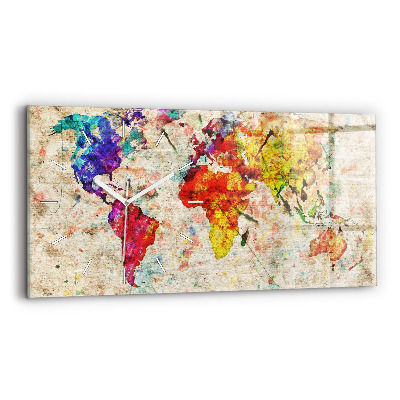 Horizontal wall clock Colored world map