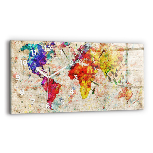 Horizontal wall clock Colored world map