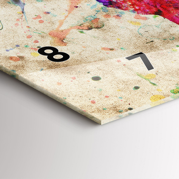 Horizontal wall clock Colored world map