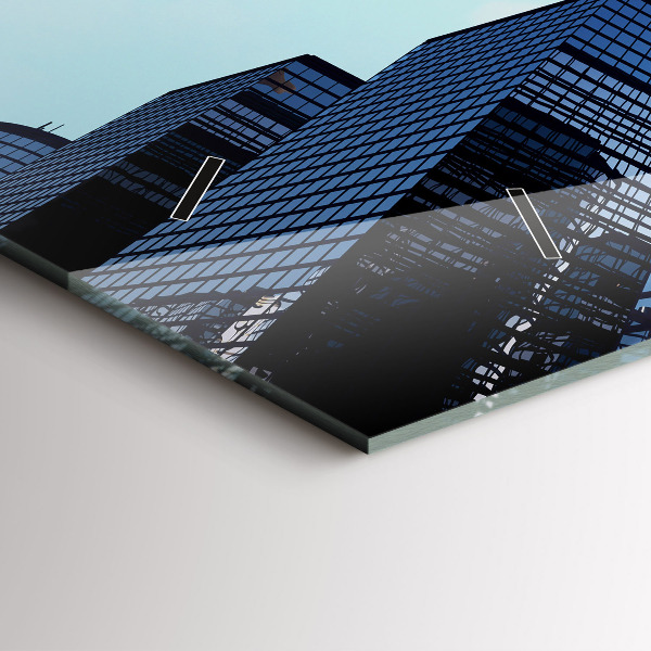 Horizontal wall clock Airplane over buildings