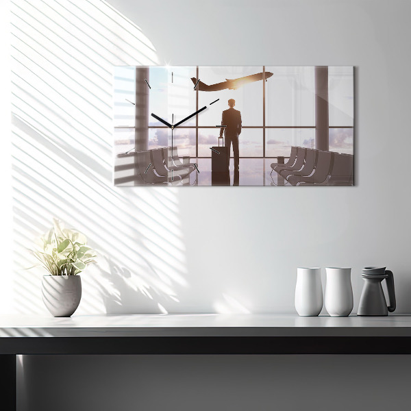 Horizontal wall clock Man at the airport