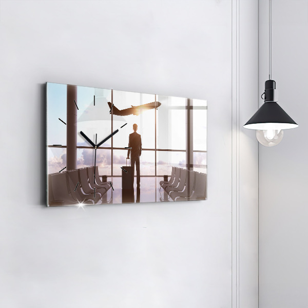 Horizontal wall clock Man at the airport