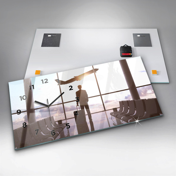 Horizontal wall clock Man at the airport