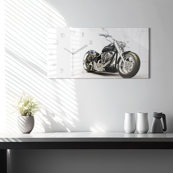 Horizontal wall clock Black motorcycle