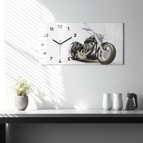 Horizontal wall clock Black motorcycle