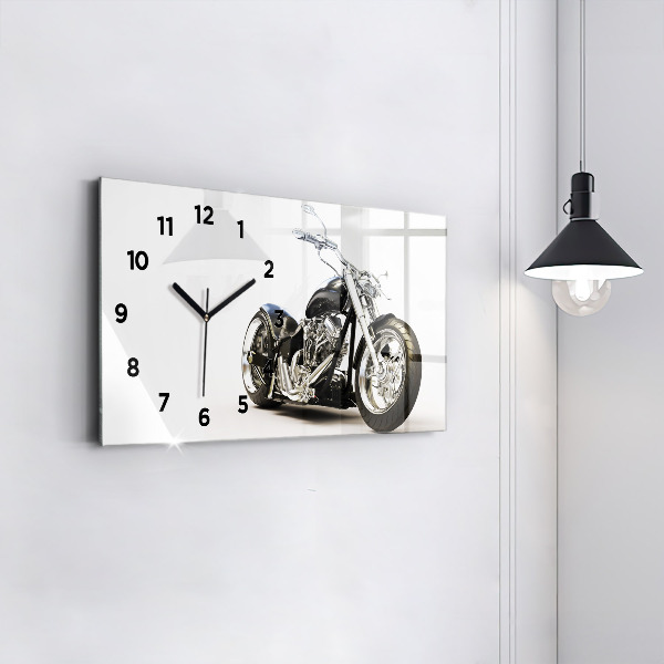 Horizontal wall clock Black motorcycle