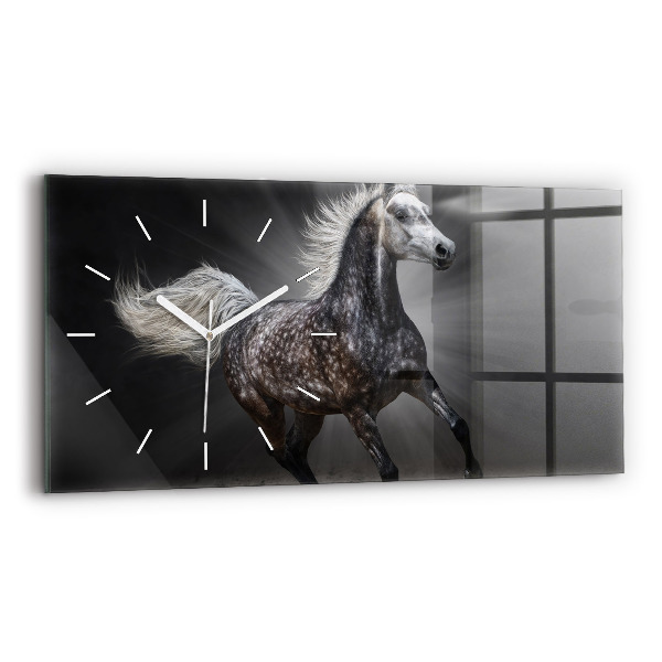 Horizontal wall clock Galloping horse