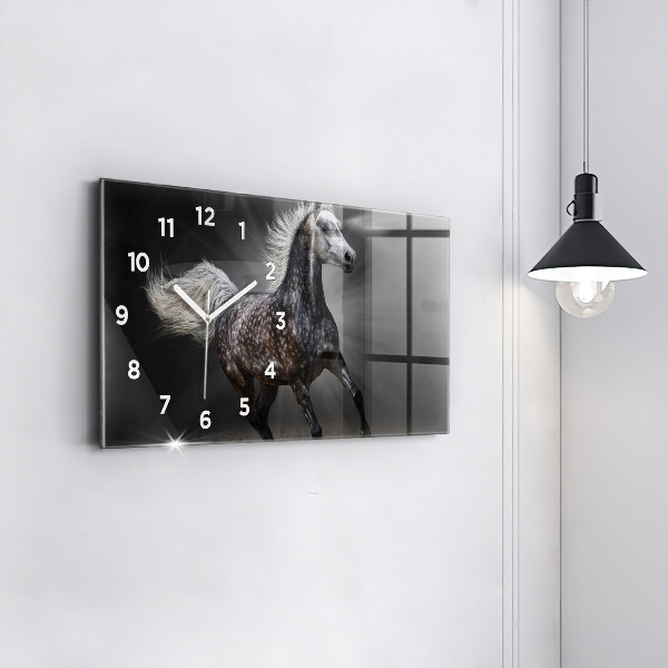 Horizontal wall clock Galloping horse