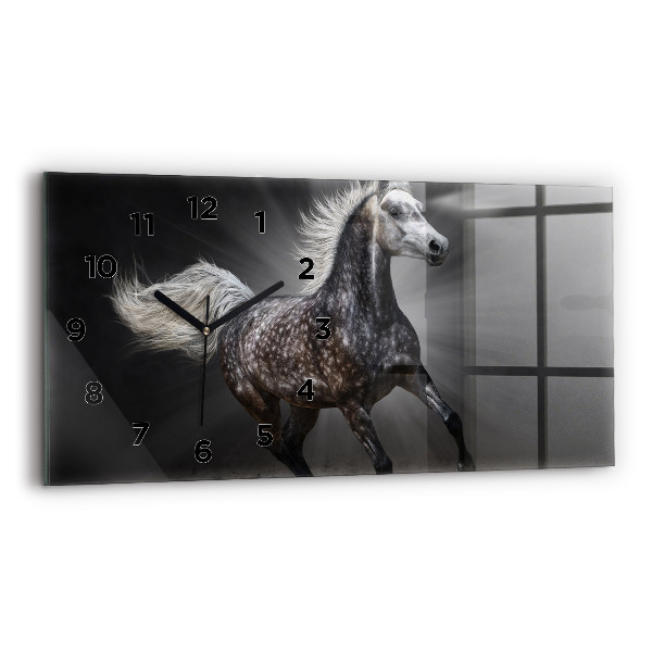 Horizontal wall clock Galloping horse