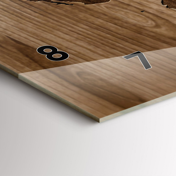 Horizontal wall clock World map on wood