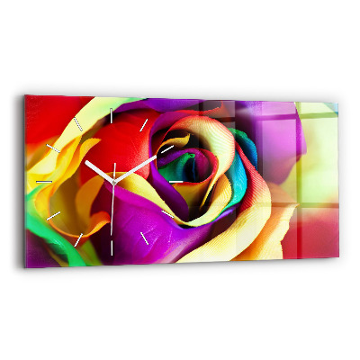 Horizontal wall clock Rainbow Rose