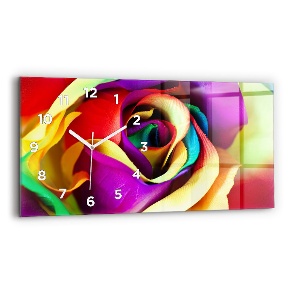 Horizontal wall clock Rainbow Rose