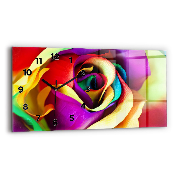 Horizontal wall clock Rainbow Rose