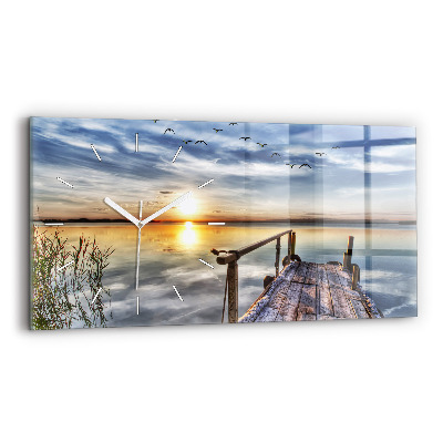 Horizontal wall clock Lake Sunset