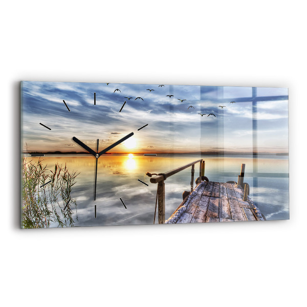 Horizontal wall clock Lake Sunset
