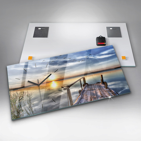 Horizontal wall clock Lake Sunset