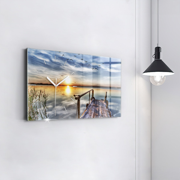 Horizontal wall clock Lake Sunset