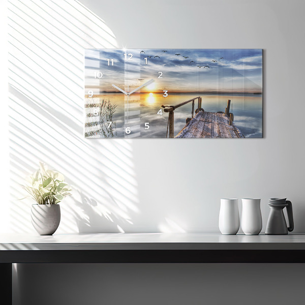 Horizontal wall clock Lake Sunset
