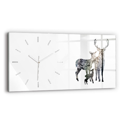 Horizontal wall clock Deer family