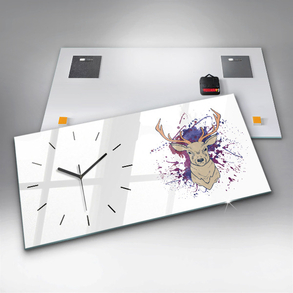 Horizontal wall clock Deer vector illustration