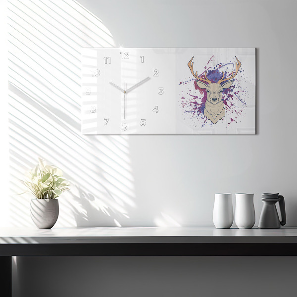 Horizontal wall clock Deer vector illustration