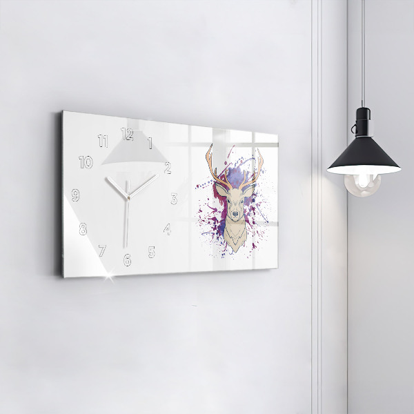 Horizontal wall clock Deer vector illustration