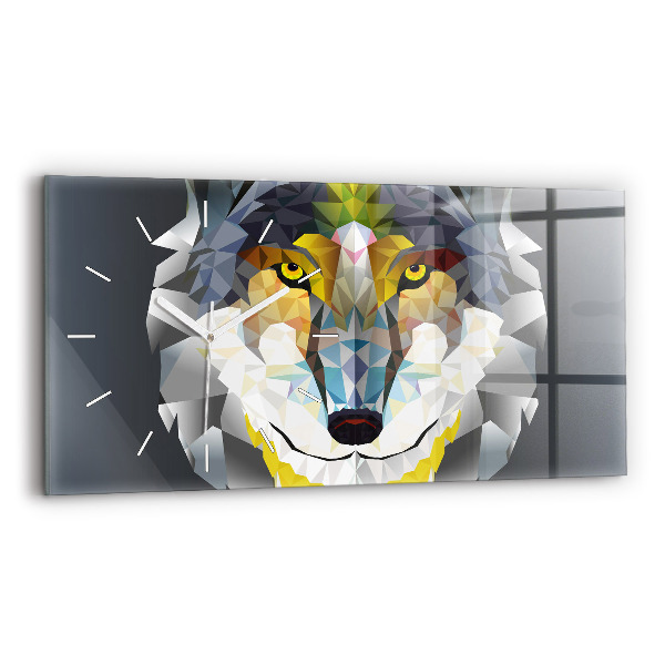 Horizontal wall clock Wolf head