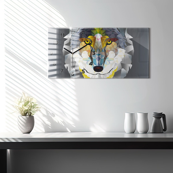 Horizontal wall clock Wolf head