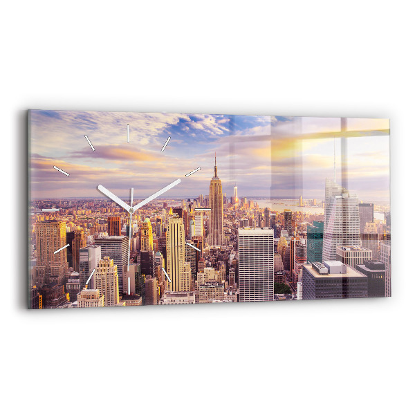 Horizontal wall clock Sunset New York