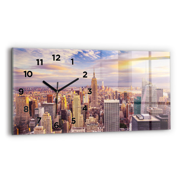 Horizontal wall clock Sunset New York