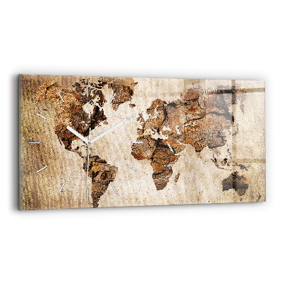 Horizontal wall clock Vintage world map