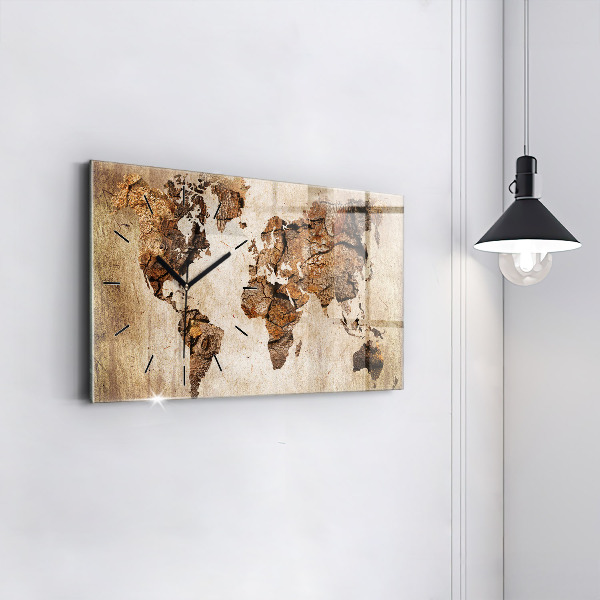 Horizontal wall clock Vintage world map