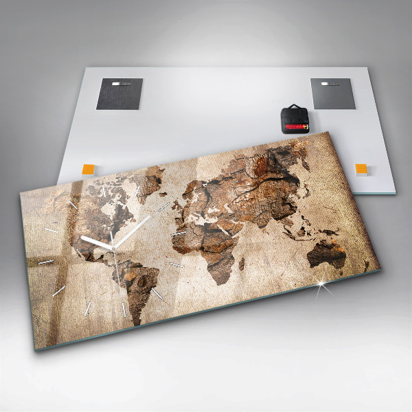 Horizontal wall clock Vintage world map